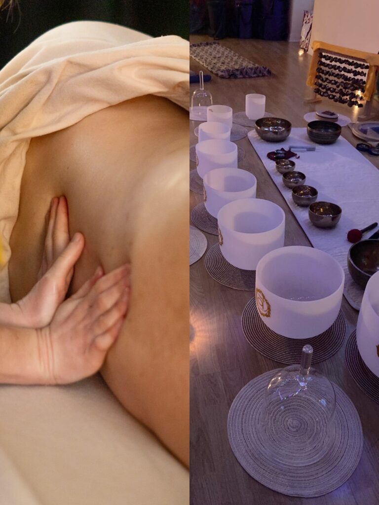 massage ayurvédique avec bols de cristal
